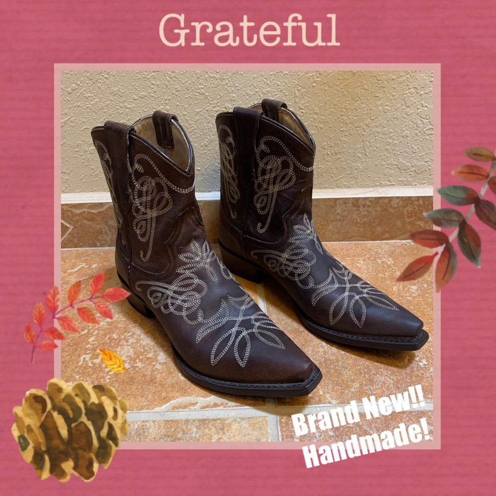 Handmade Stetson Leather Western Short Boots NWOB
